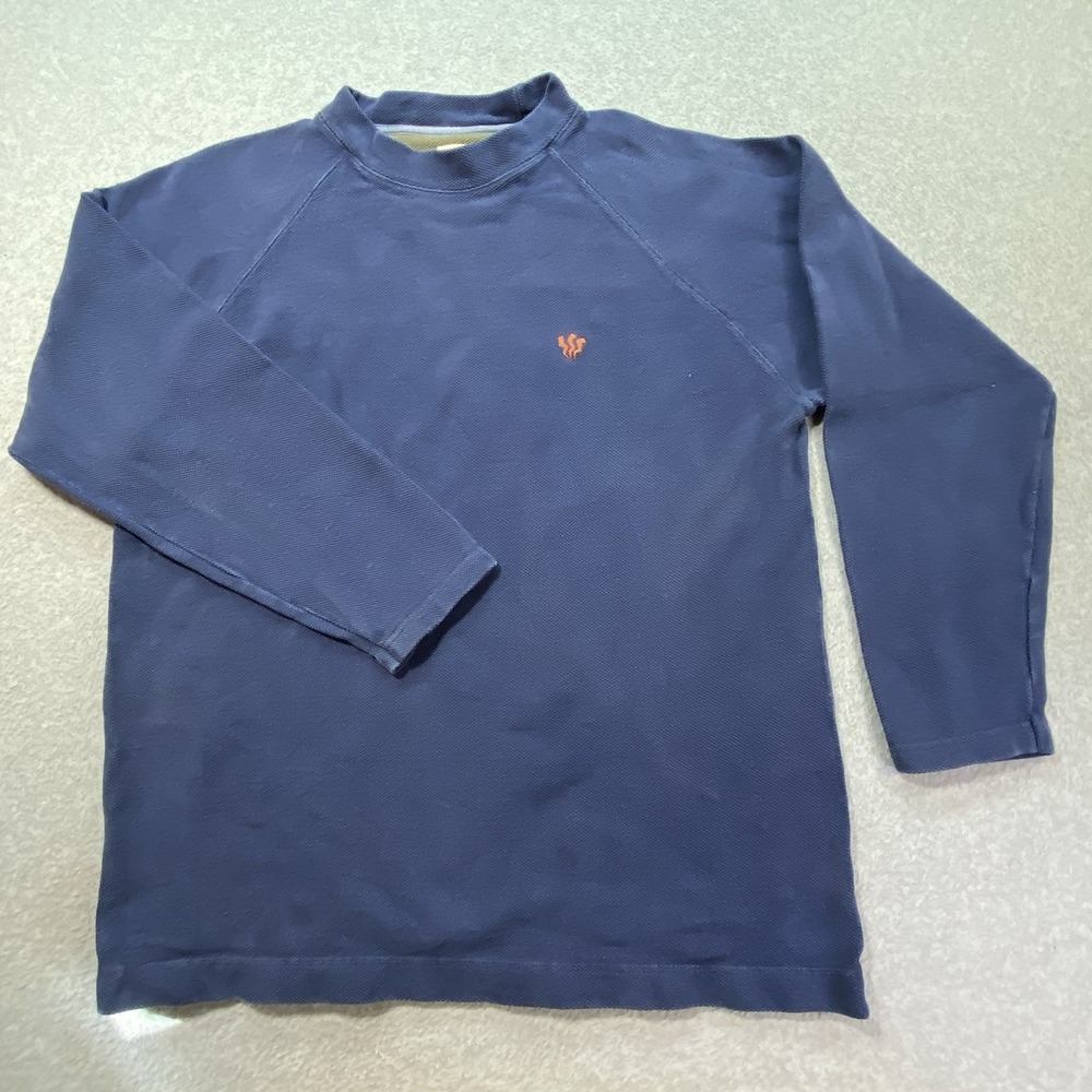 Fat Face TShirt Sz L Mens Navy Blue Skater Gorpcore Raglan Mock Neck Textured